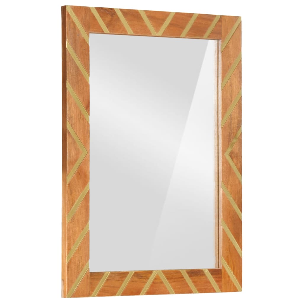 Miroir de salle de bain Vidaxl 50x70x3 cm Bois de mangue massif et brun verre