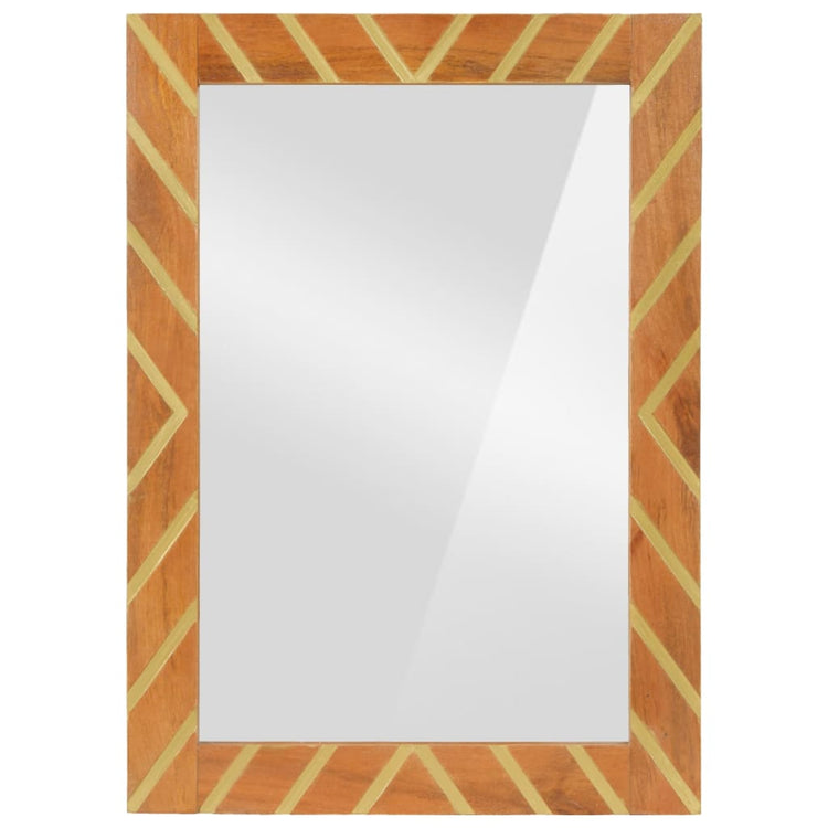 Miroir de salle de bain Vidaxl 50x70x3 cm Bois de mangue massif et brun verre