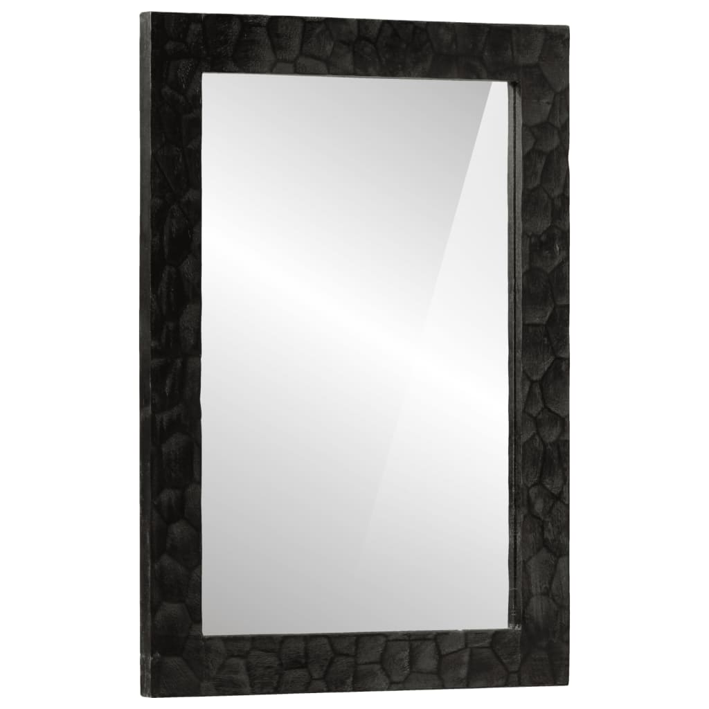 Miroir de salle de bain Vidaxl 50x70x2,5 cm Bois de mangue et en verre noir 50x70x2,5 cm