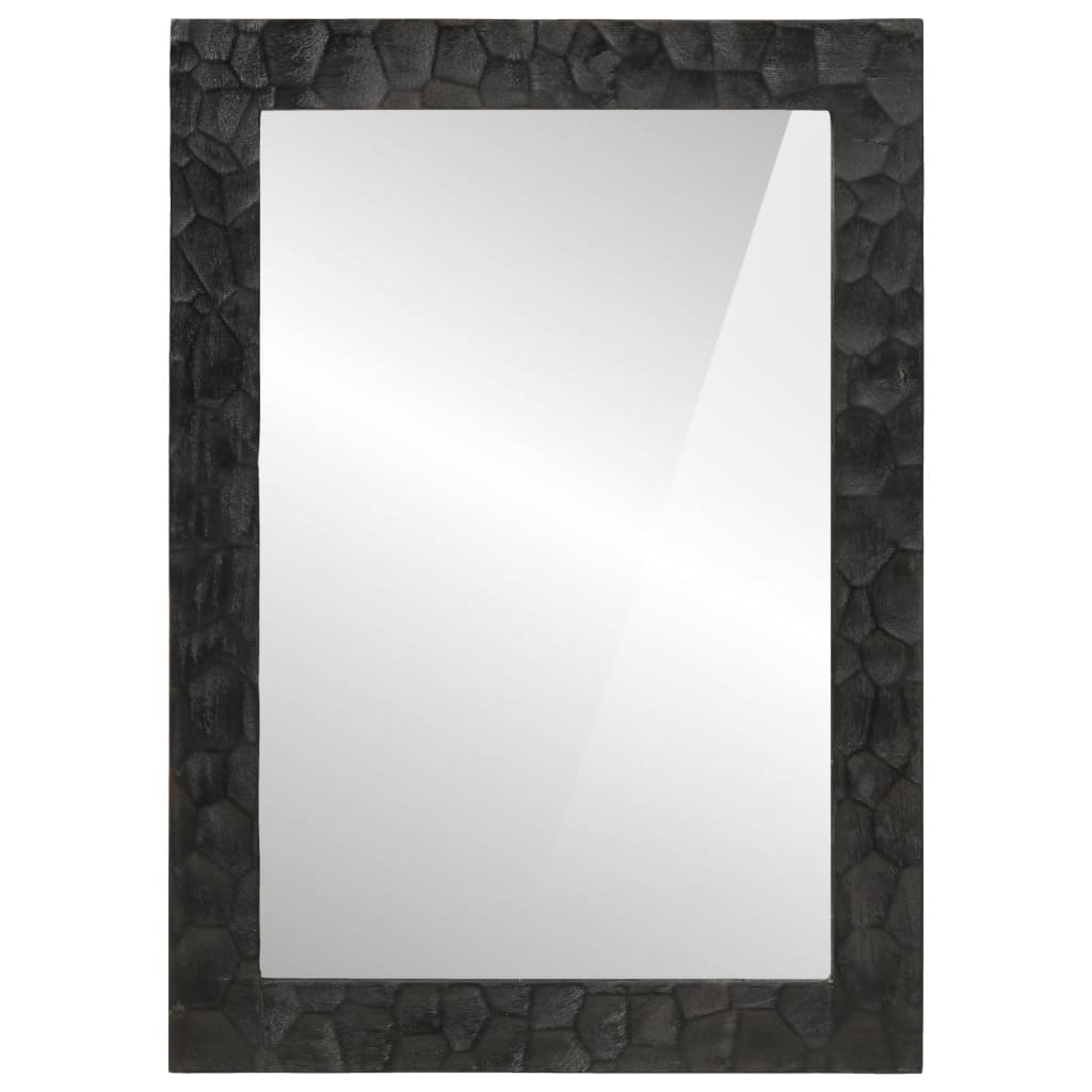 Miroir de salle de bain Vidaxl 50x70x2,5 cm Bois de mangue et en verre noir 50x70x2,5 cm