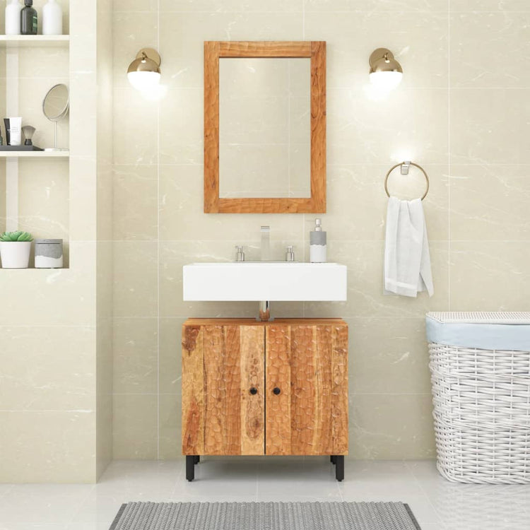 Miroir de salle de bain Vidaxl 50x70x2,5 cm en bois et verre d'acacia solide