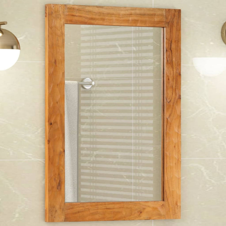 Miroir de salle de bain Vidaxl 50x70x2,5 cm en bois et verre d'acacia solide