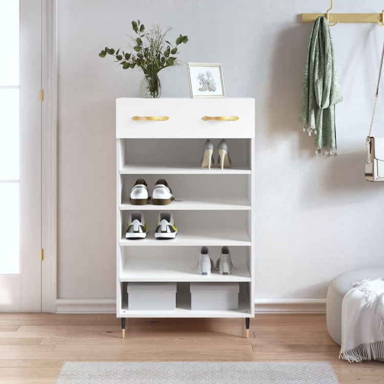 Vidaxx meuble à chaussures 60x35x105 cm bois d'ingénierie blanc