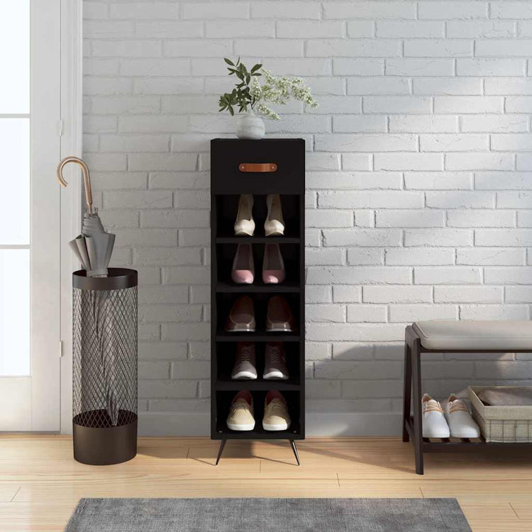 Vidaxx armoire à chaussures 30x35x105 cm bois fini noir