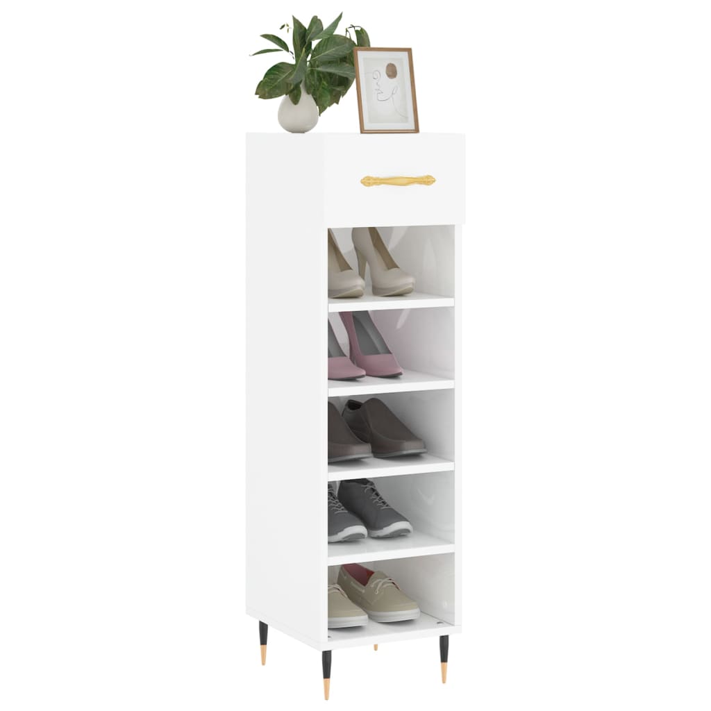 Vidaxx armoire à chaussures 30x35x105 cm bois fini blanc brillant