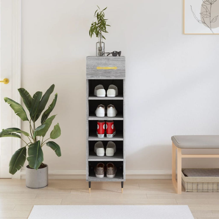 Vidaxx meuble à chaussures 30x35x105 cm bois d'ingénierie couleur chêne sonoma gris