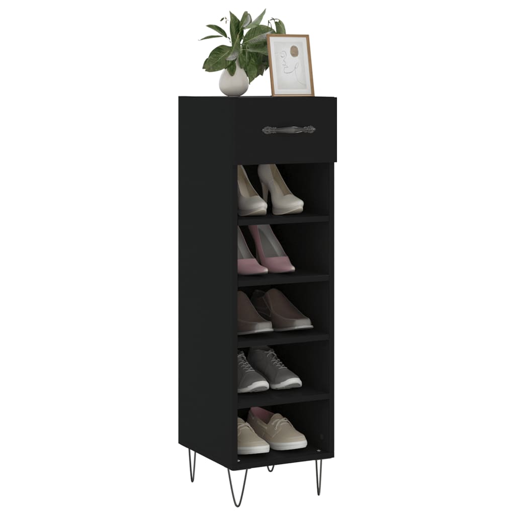Vidaxx armoire à chaussures 30x35x105 cm bois fini noir