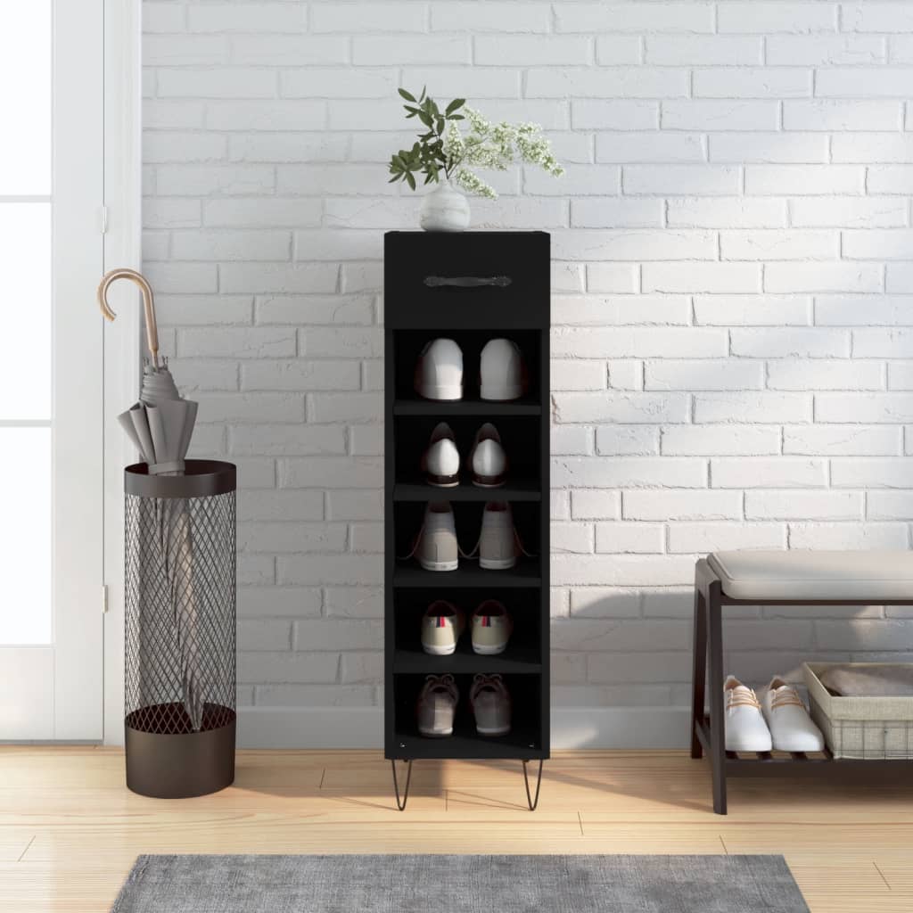 Vidaxx armoire à chaussures 30x35x105 cm bois fini noir
