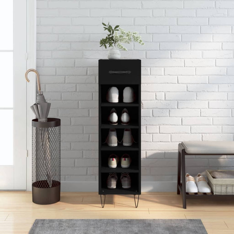 Vidaxx armoire à chaussures 30x35x105 cm bois fini noir