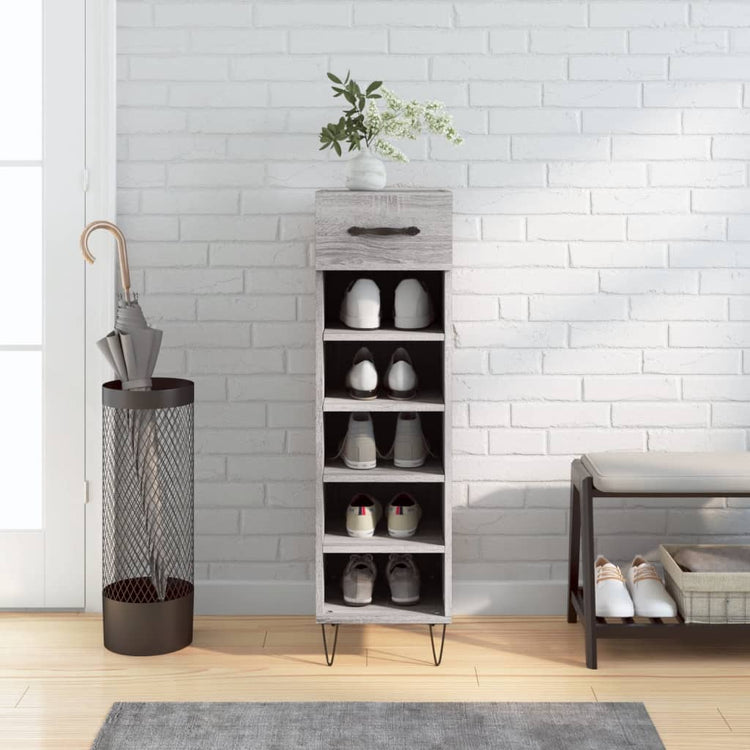 Vidaxx meuble à chaussures 30x35x105 cm bois d'ingénierie couleur chêne sonoma gris