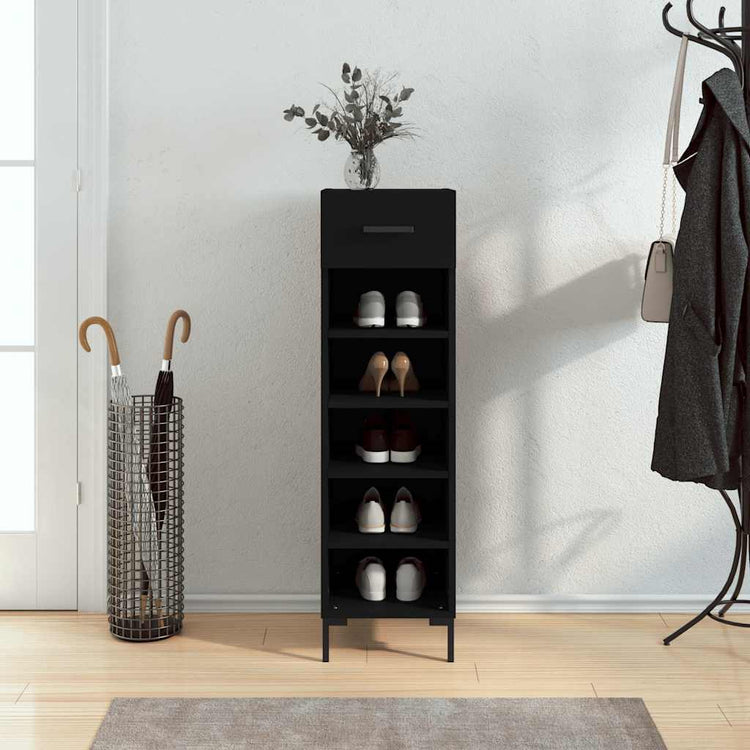 Vidaxx armoire à chaussures 30x35x105 cm bois fini noir