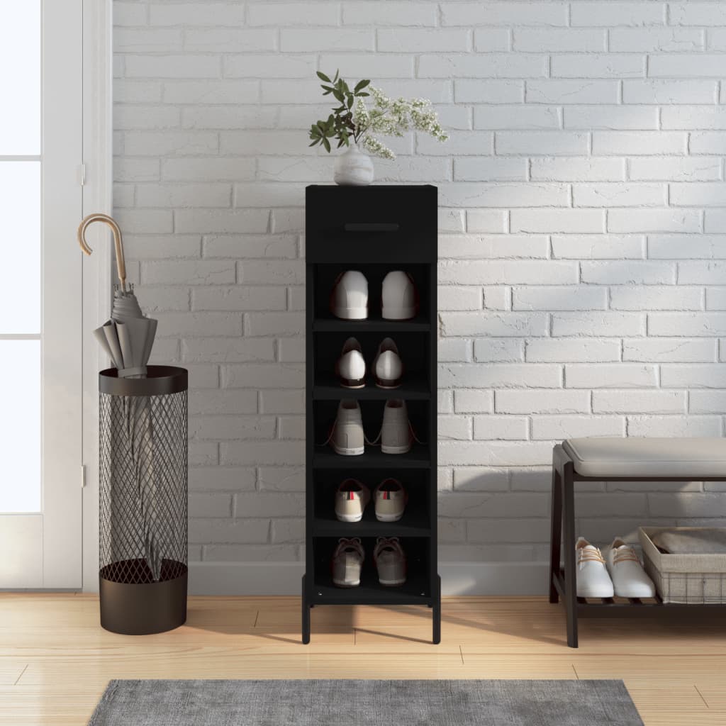 Vidaxx armoire à chaussures 30x35x105 cm bois fini noir