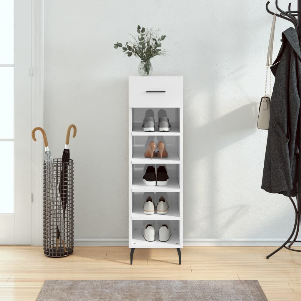 Vidaxx armoire à chaussures 30x35x105 cm bois fini blanc brillant