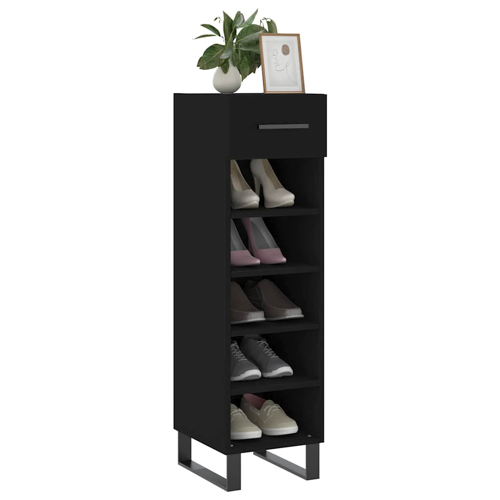 Vidaxx armoire à chaussures 30x35x105 cm bois fini noir