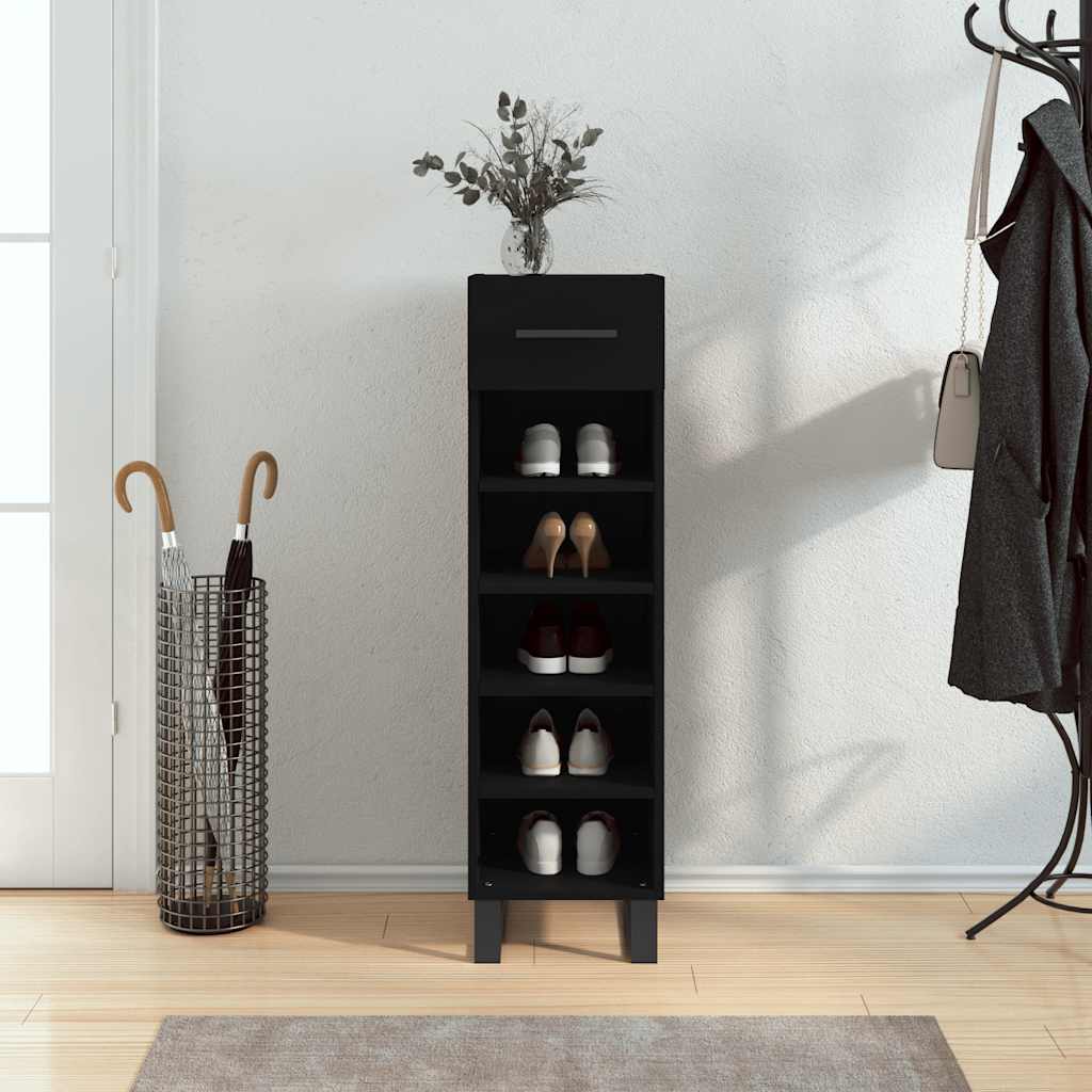 Vidaxx armoire à chaussures 30x35x105 cm bois fini noir