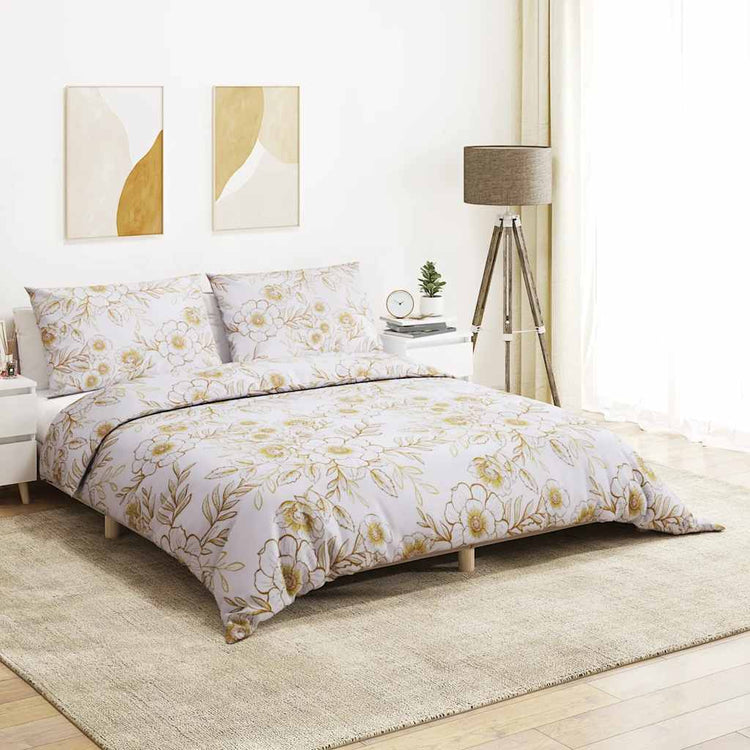 Ensemble de découverte de couette Vidaxl 140x200 cm Coton blanc et marron