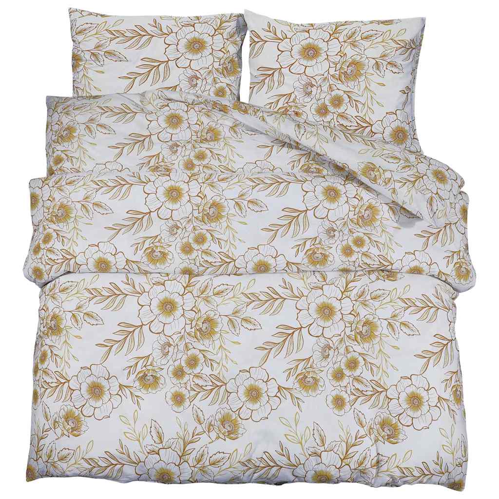 Ensemble de découverte de couette Vidaxl 220x240 cm Coton blanc et marron