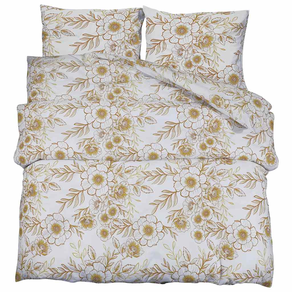 Ensemble de découverte de couette Vidaxl 135x200 cm Coton blanc et marron