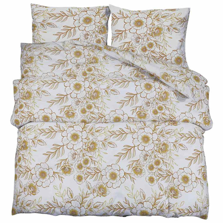 Ensemble de découverte de couette Vidaxl 135x200 cm Coton blanc et marron