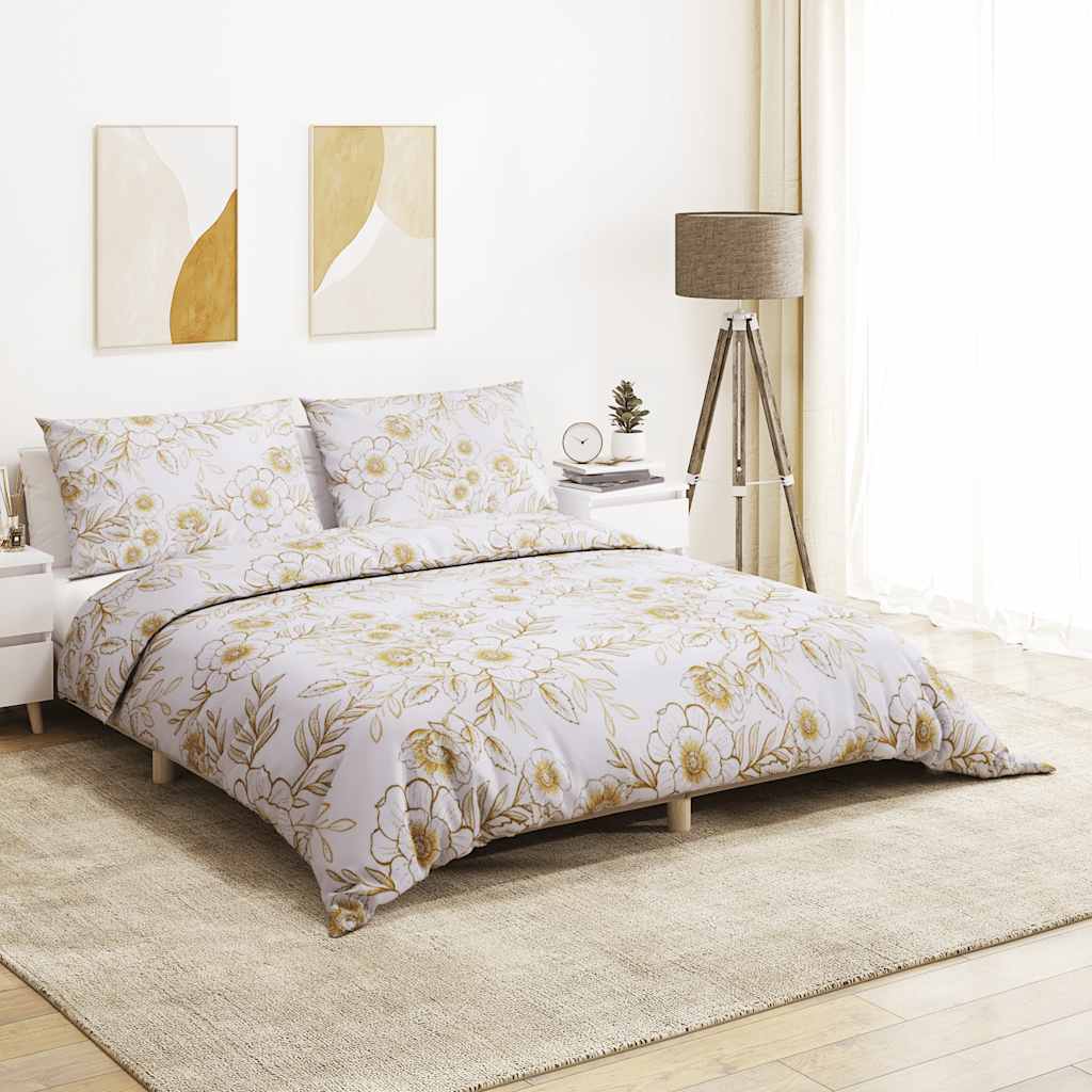 Ensemble de découverte de couette Vidaxl 135x200 cm Coton blanc et marron