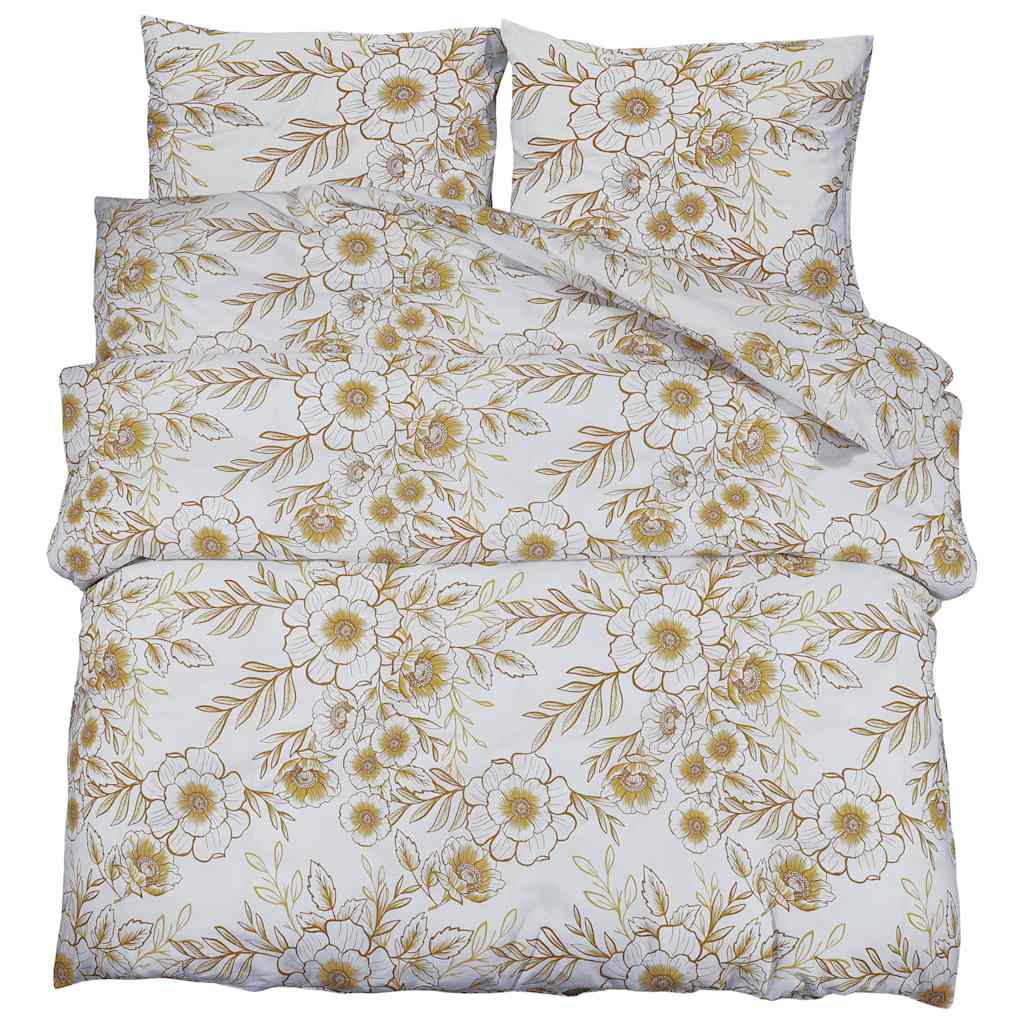Ensemble de découverte de couette Vidaxl 140x200 cm Coton blanc et marron