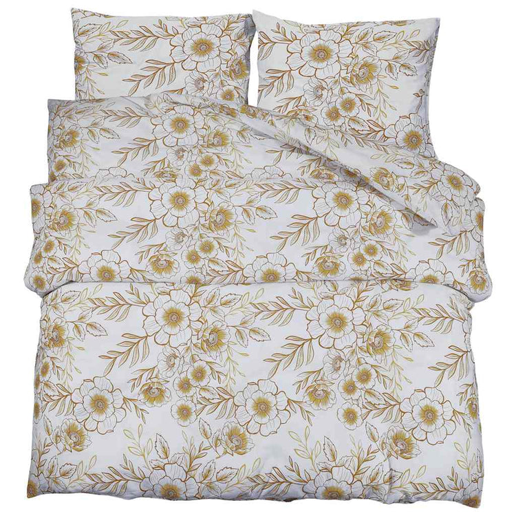 Ensemble de découverte de couette Vidaxl 140x200 cm Coton blanc et marron
