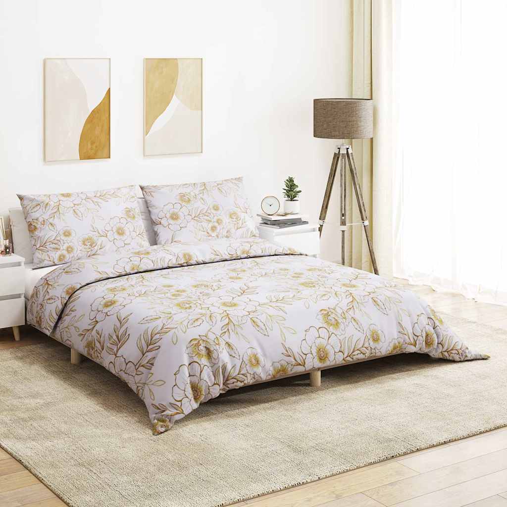 Ensemble de découverte de couette Vidaxl 140x200 cm Coton blanc et marron
