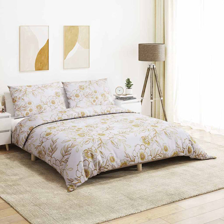 Ensemble de découverte de couette Vidaxl 140x200 cm Coton blanc et marron