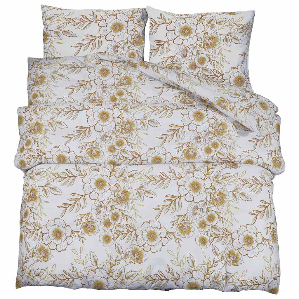 Ensemble de découverte de couette Vidaxl 225x220 cm Coton blanc et marron