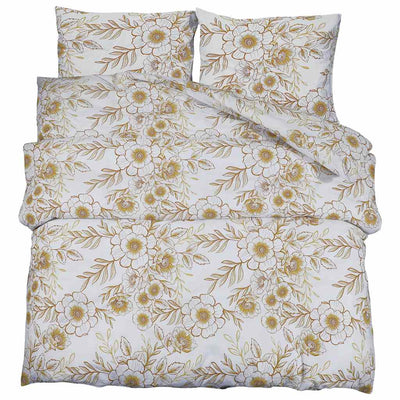 Ensemble de découverte de couette Vidaxl 225x220 cm Coton blanc et marron
