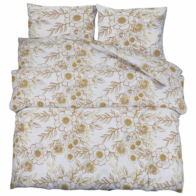 Ensemble de découverte de couette Vidaxl 225x220 cm Coton blanc et marron