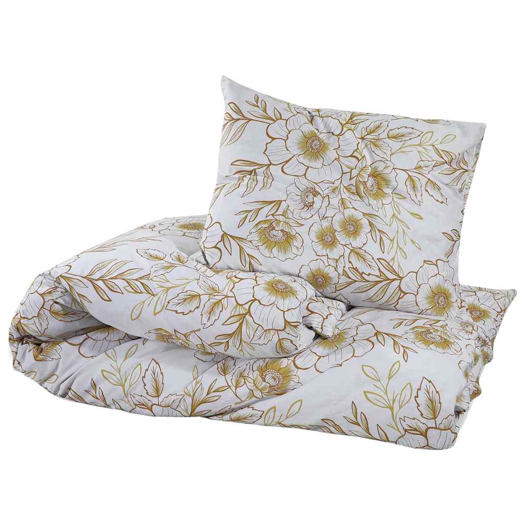 Ensemble de traverse de couette Vidaxl 260x220 cm Coton blanc et marron