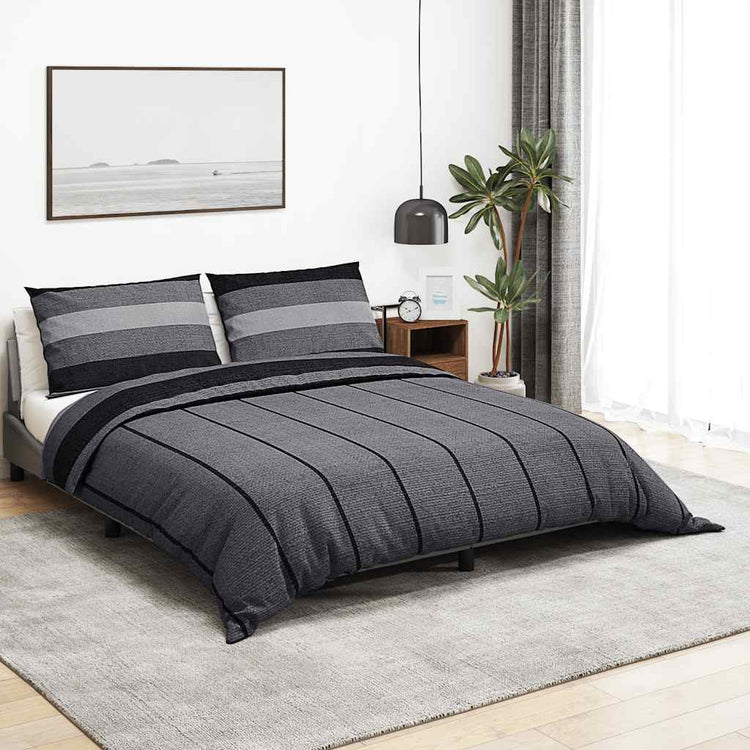 Ensemble de couvercle de couette Vidaxl 260x240 cm Coton gris foncé