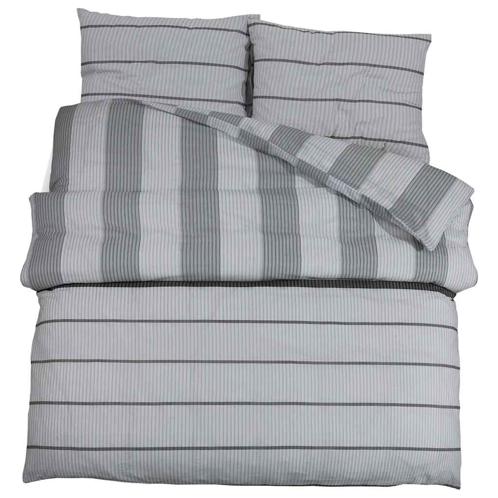 Ensemble de croisement de couette Vidaxl 240x220 cm Gray en coton