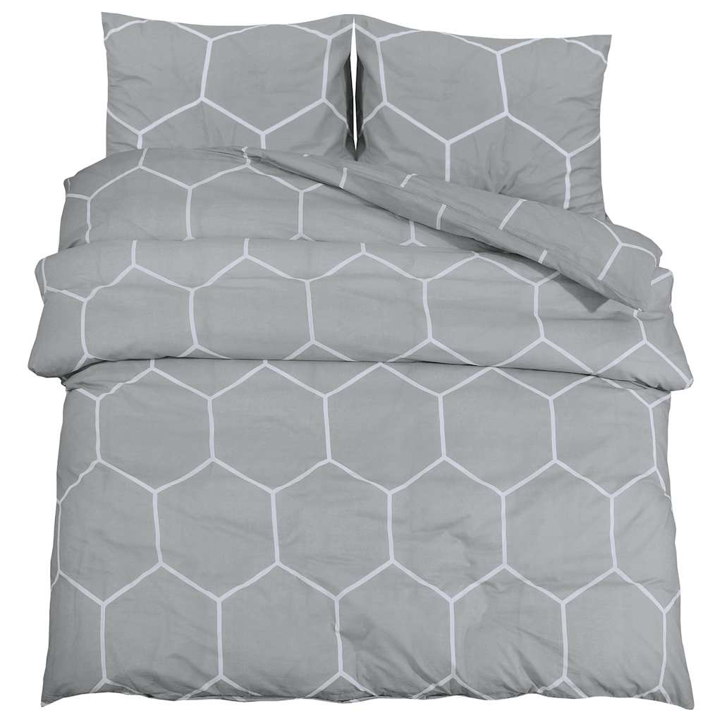 Ensemble de croisement de couette Vidaxl 155x220 cm Gray en coton