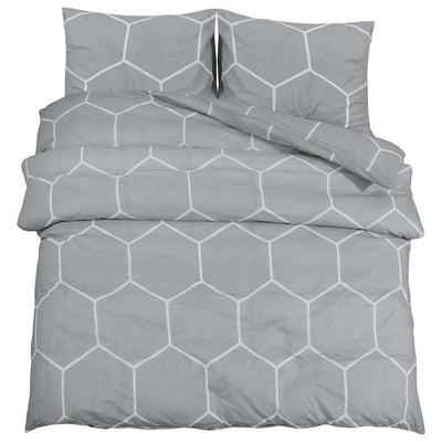 Ensemble de croisement de couette Vidaxl 155x220 cm Gray en coton