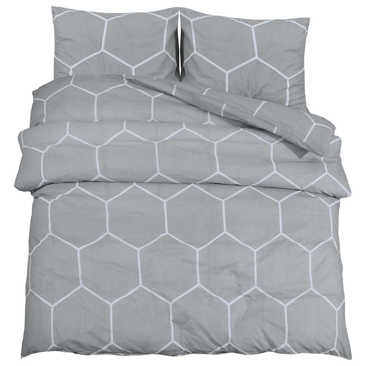Ensemble de croisement de couette Vidaxl 155x220 cm Gray en coton