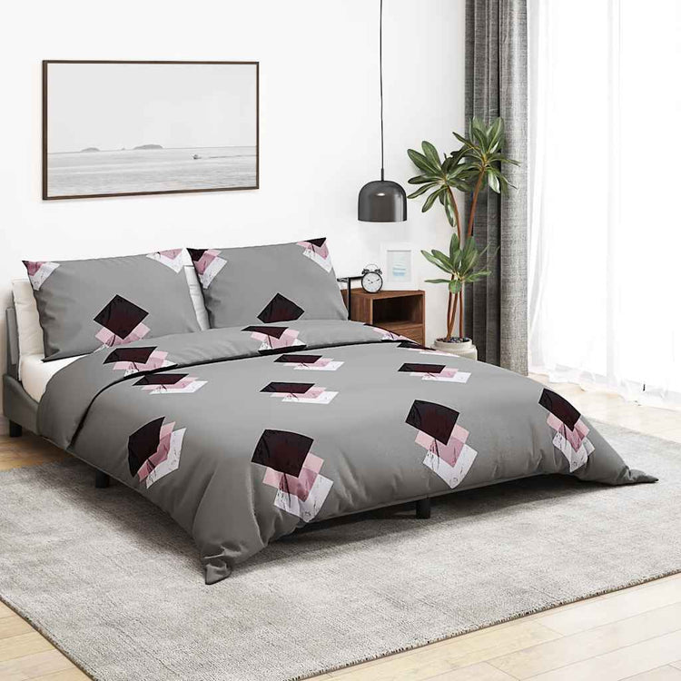 Ensemble de croisement de couette Vidaxl 240x220 cm Gray en coton
