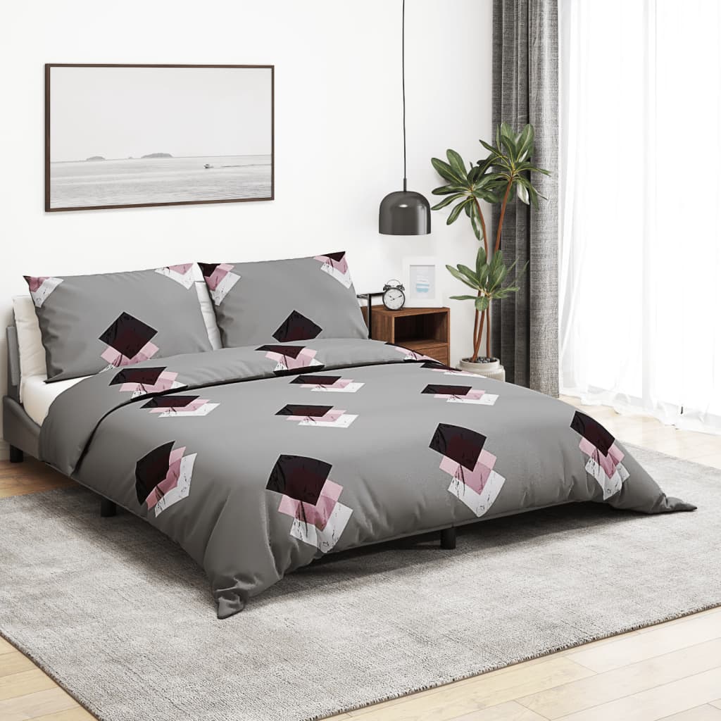 Ensemble de découverte de couette Vidaxl 140x200 cm Gray en coton