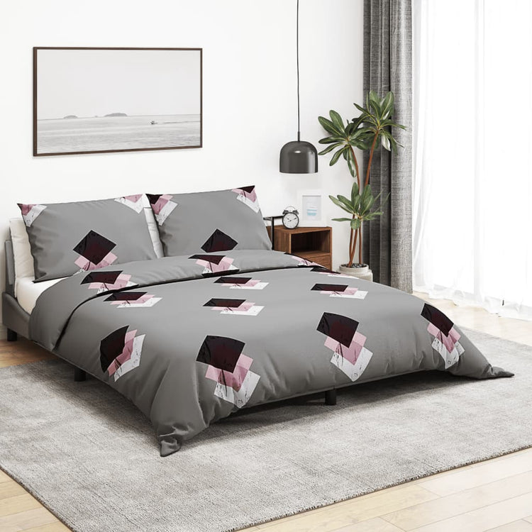 Ensemble de découverte de couette Vidaxl 140x200 cm Gray en coton
