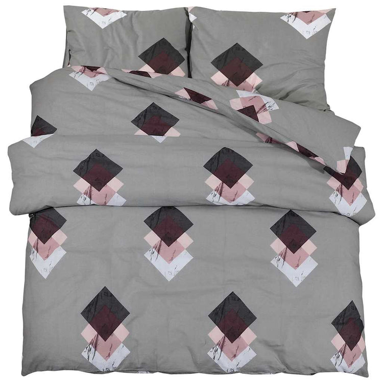Ensemble de croisement de couette Vidaxl 155x220 cm Gray en coton