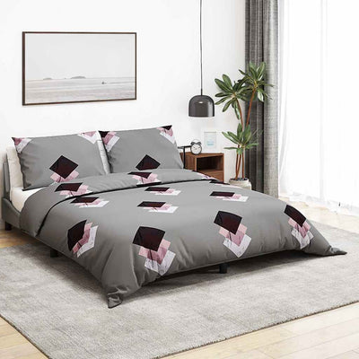 Ensemble de croisement de couette Vidaxl 155x220 cm Gray en coton