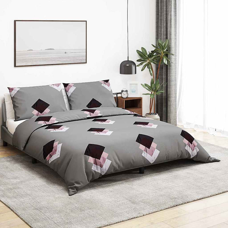 Ensemble de croisement de couette Vidaxl 155x220 cm Gray en coton