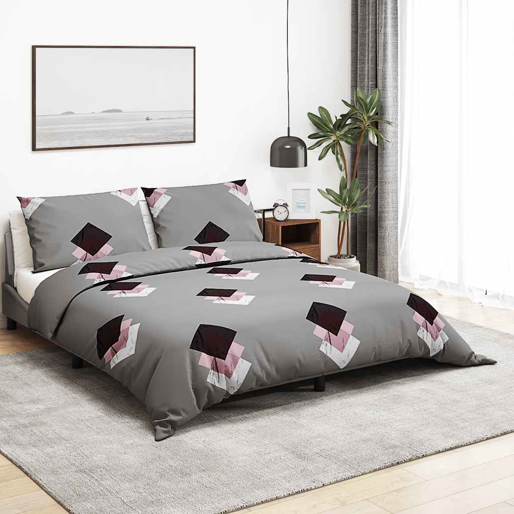Ensemble de découverte de couette Vidaxl 200x220 cm Gray en coton