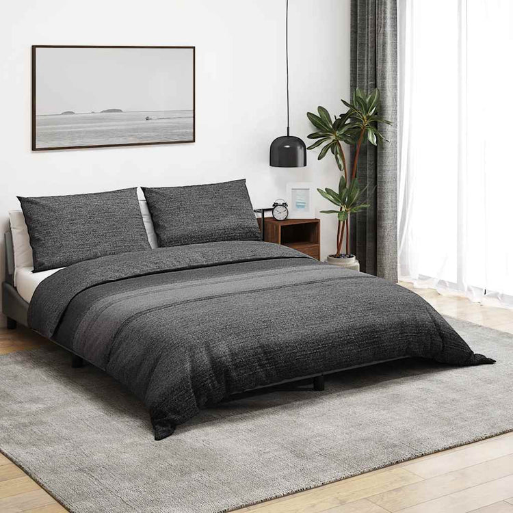 Ensemble de traverse de couette Vidaxl 155x220 cm Coton Gris foncé
