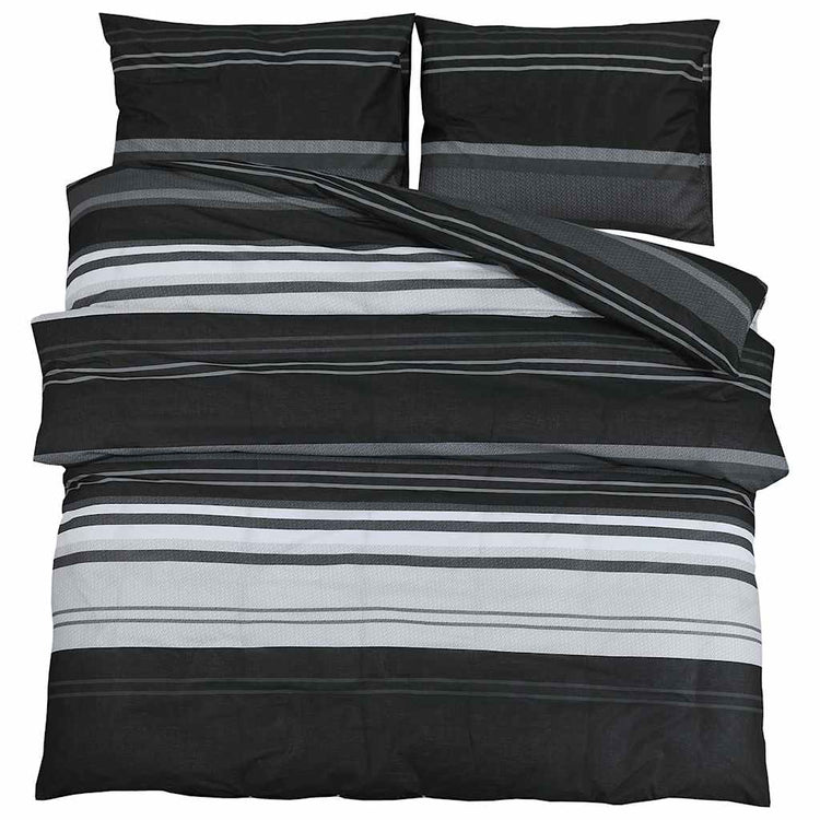 Ensemble de découverte de couette Vidaxl 260x240 cm Coton noir et blanc