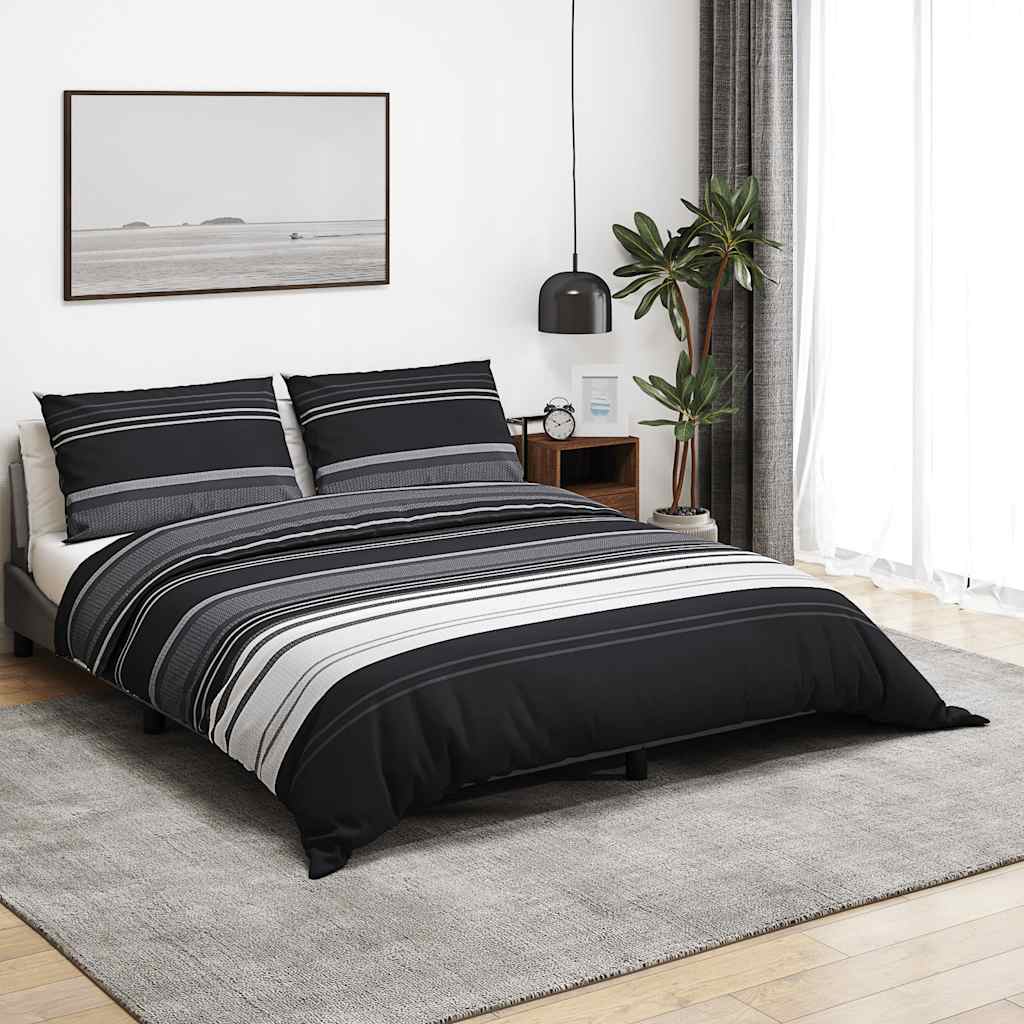 Ensemble de découverte de couette Vidaxl 225x220 cm en noir et blanc