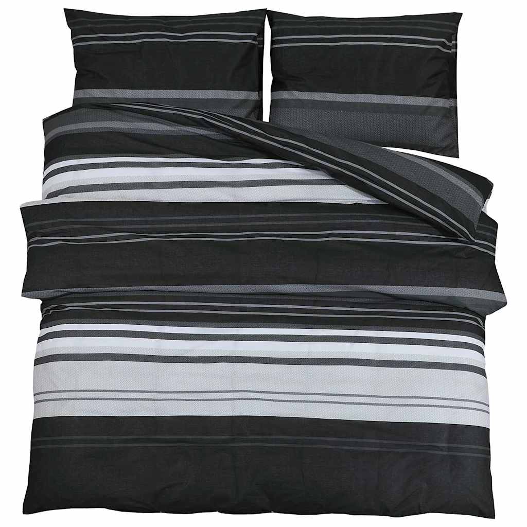 Ensemble de découverte de couette Vidaxl 260x220 cm Coton noir et blanc