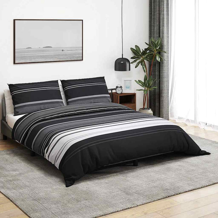 Ensemble de découverte de couette Vidaxl 260x220 cm Coton noir et blanc
