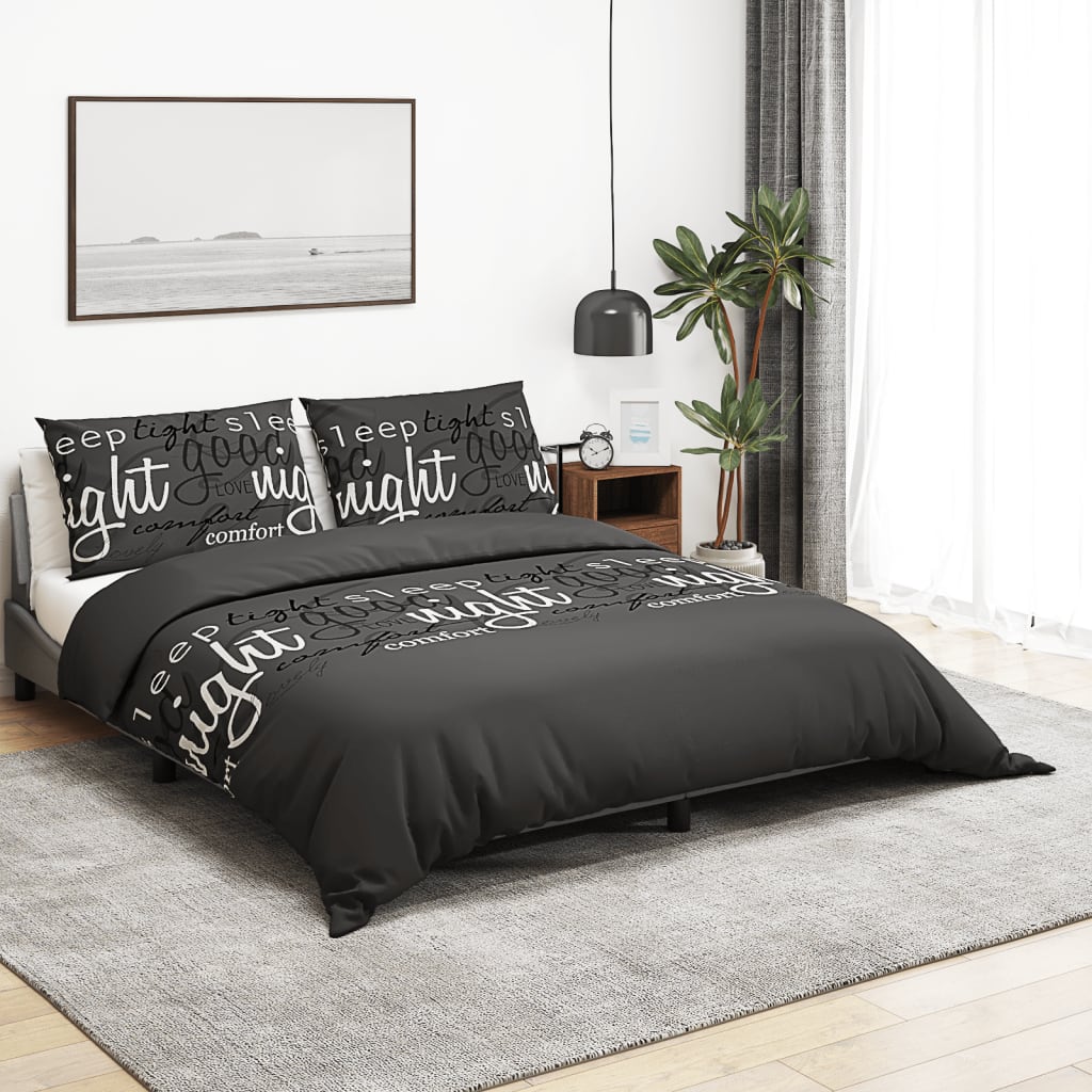 Ensemble de découverte de couette Vidaxl 225x220 cm Coton noir